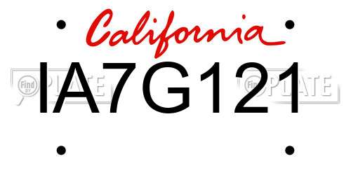IA7G121 California License Plate