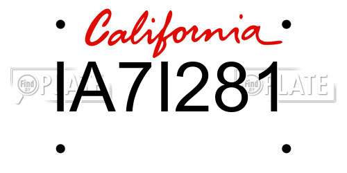 IA7I281 California License Plate