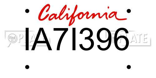 IA7I396 California License Plate