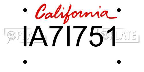 IA7I751 California License Plate