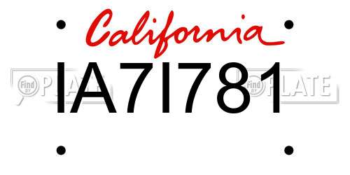 IA7I781 California License Plate
