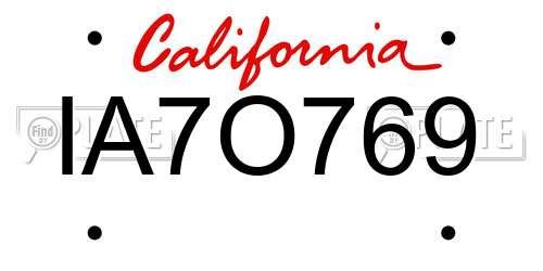 IA7O769 California License Plate