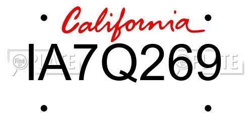 IA7Q269 California License Plate