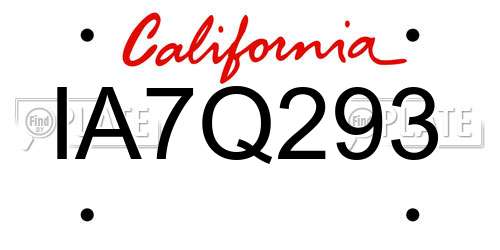 IA7Q293 California License Plate