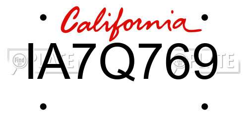 IA7Q769 California License Plate