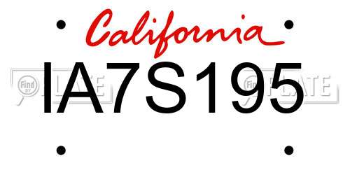IA7S195 California License Plate