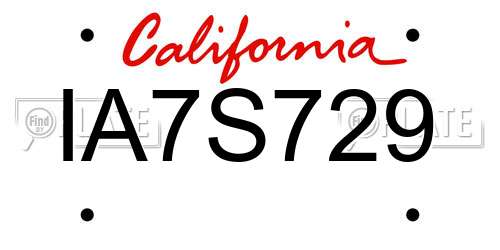 IA7S729 California License Plate