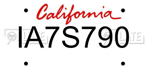 IA7S790 California License Plate