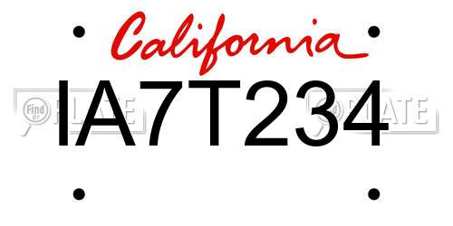 IA7T234 California License Plate