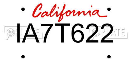IA7T622 California License Plate