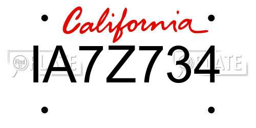 IA7Z734 California License Plate
