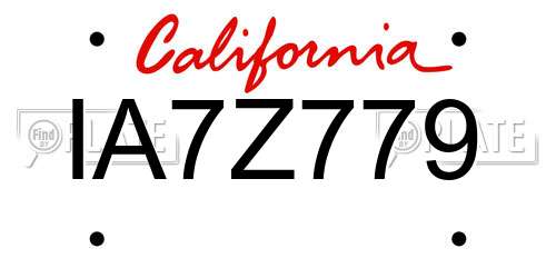 IA7Z779 California License Plate
