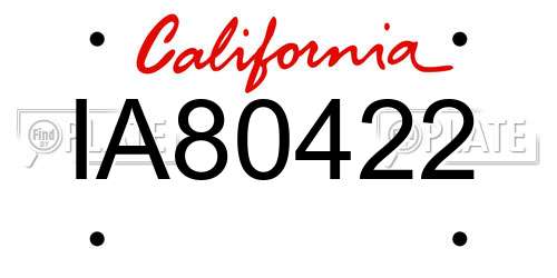 IA80422 California License Plate
