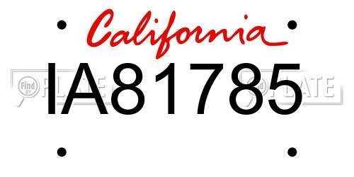 IA81785 California License Plate