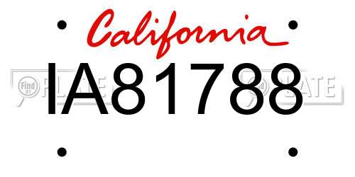 IA81788 California License Plate