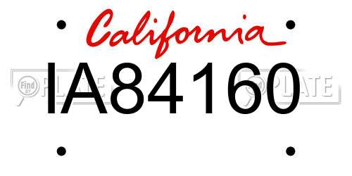 IA84160 California License Plate