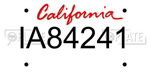 IA84241 California License Plate