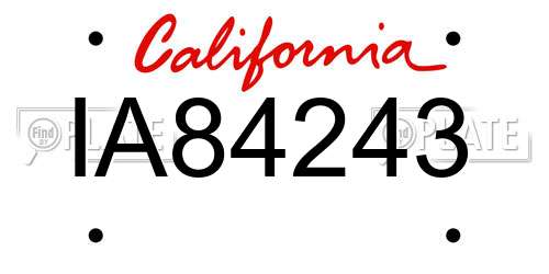 IA84243 California License Plate
