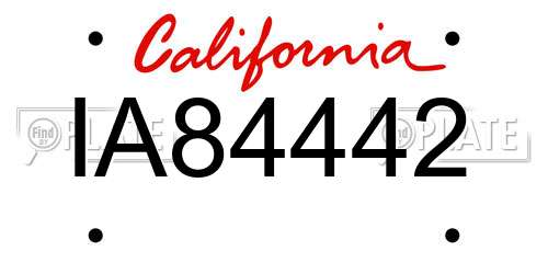 IA84442 California License Plate