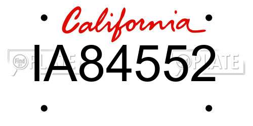 IA84552 California License Plate