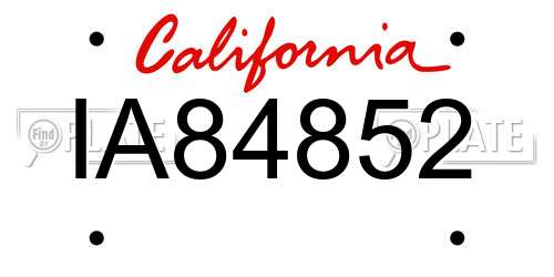 IA84852 California License Plate