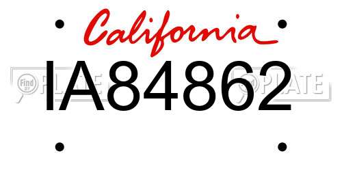 IA84862 California License Plate