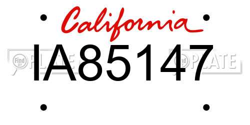 IA85147 California License Plate