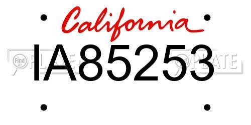 IA85253 California License Plate