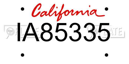 IA85335 California License Plate