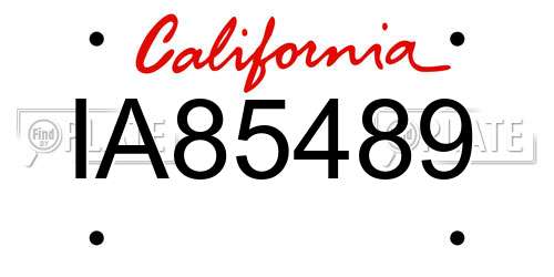 IA85489 California License Plate