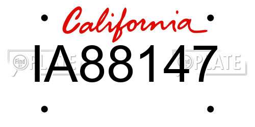 IA88147 California License Plate