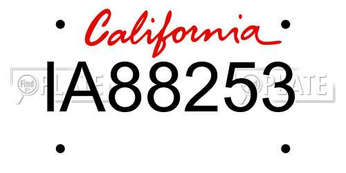 IA88253 California License Plate