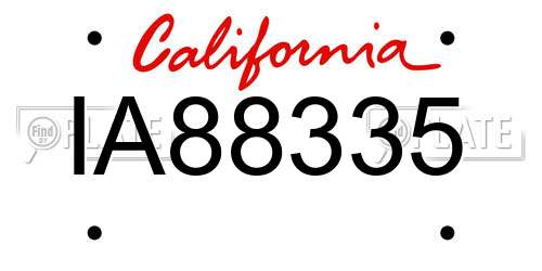 IA88335 California License Plate