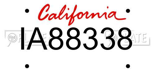 IA88338 California License Plate