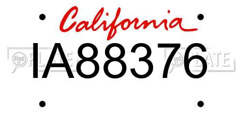 IA88376 California License Plate