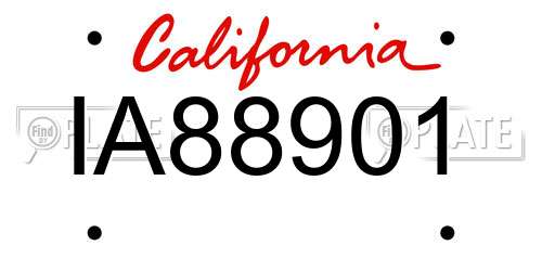 IA88901 California License Plate