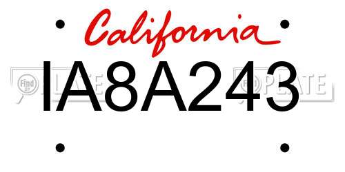 IA8A243 California License Plate