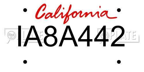 IA8A442 California License Plate