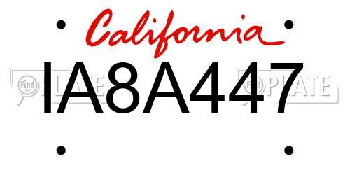 IA8A447 California License Plate