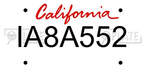 IA8A552 California License Plate