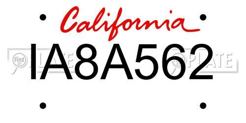 IA8A562 California License Plate