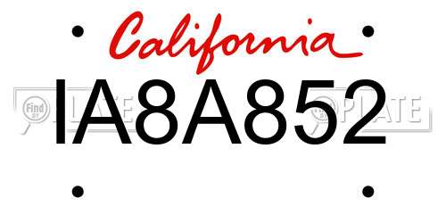 IA8A852 California License Plate