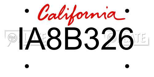 IA8B326 California License Plate
