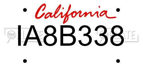 IA8B338 California License Plate