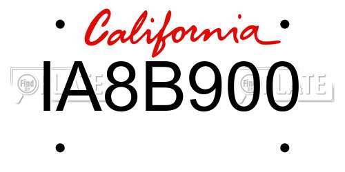 IA8B900 California License Plate
