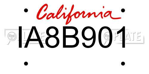 IA8B901 California License Plate
