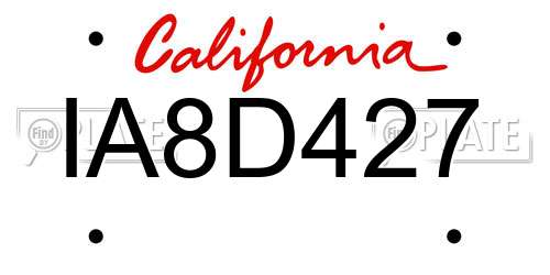 IA8D427 California License Plate
