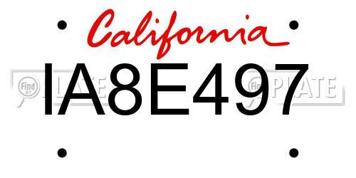 IA8E497 California License Plate