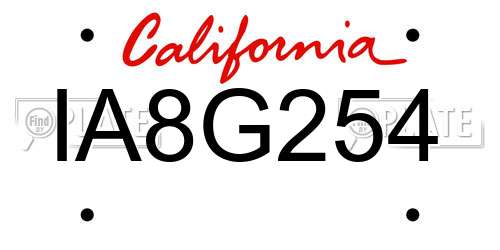 IA8G254 California License Plate