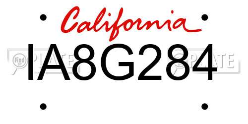 IA8G284 California License Plate
